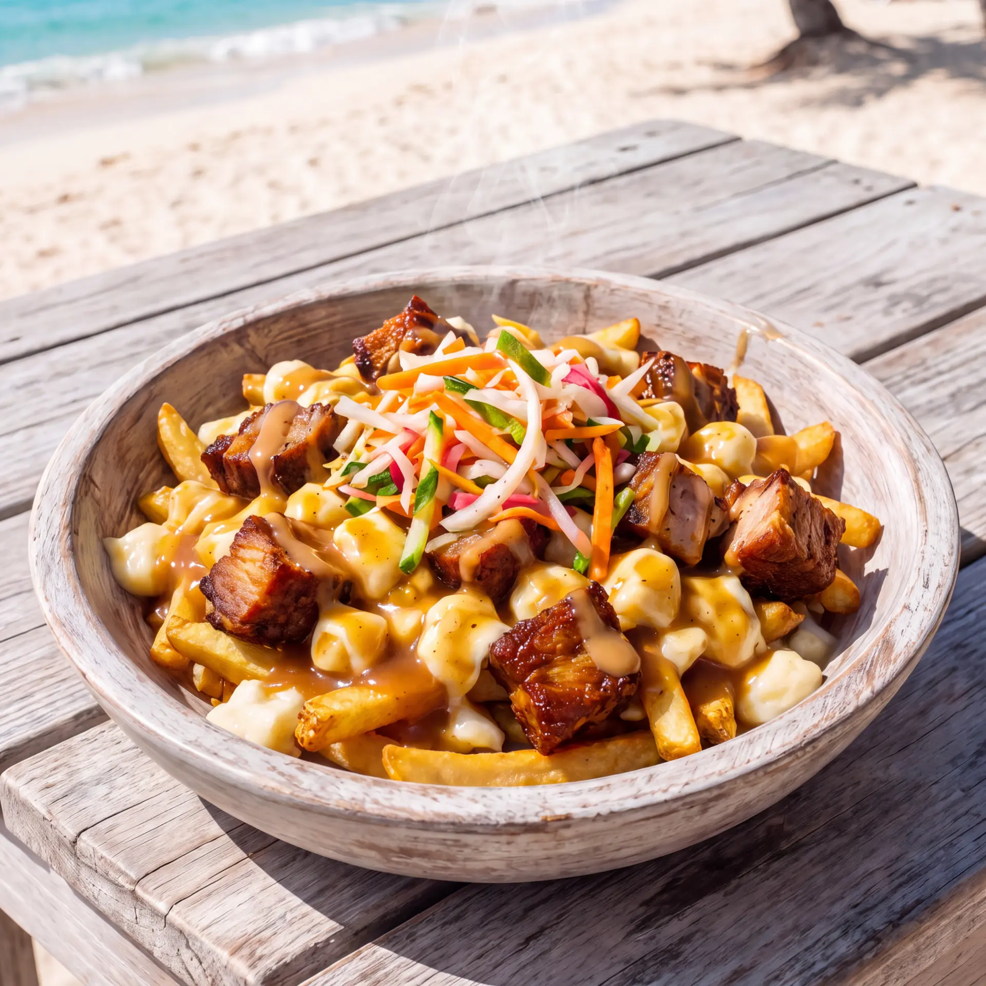 Poutine griot — plat créole servi au Marché Antillais Tèt Ansanm