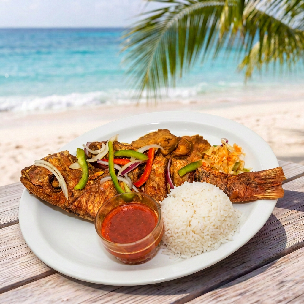 Poisson — plat créole servi au Marché Antillais Tèt Ansanm